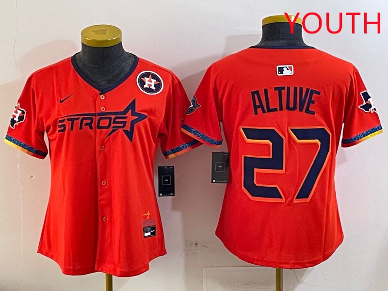 Youth Houston Astros #27 Altuve Orange Fourth generation Joint Name Nike 2025 MLB Jersey style 6->youth mlb jersey->Youth Jersey